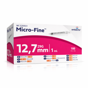 Strzykawka insulinowa Embecta Micro Fine Plus 29 G 0,33 x 12,7 mm 1 ml U-100 ref 320931 a 100 szt  