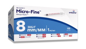 Strzykawka insulinowa Embecta Micro Fine Plus 30 G 0,30 x 8 mm 1 ml U-40 ref. 320911 a 100 szt 